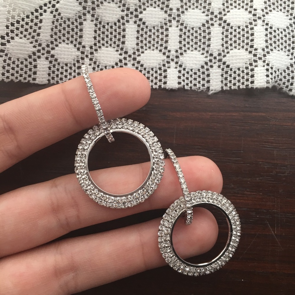 SOLD OUT Crystal Rhinestone Hoop Earrings - Picture 7 of 8
